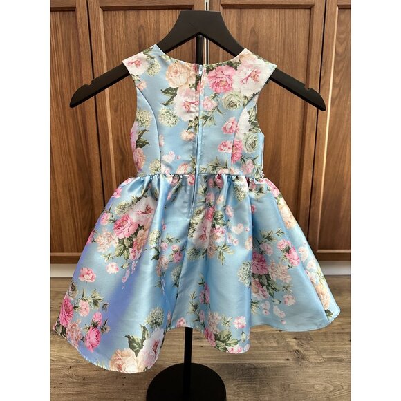 Rare Editions Toddler Blue & Pink Floral Mikado Dress Created for Macy's Size 3T - Picture 3 of 8